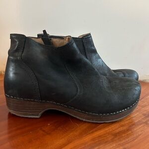 Dansko Black Leather Ankle Booties